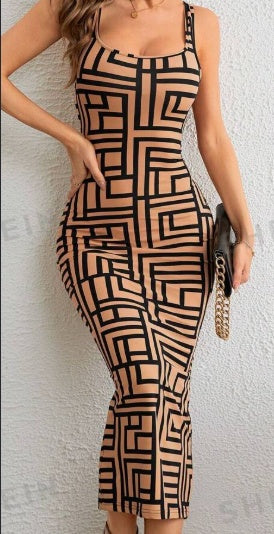 Geo Print Tank Bodycon Dress