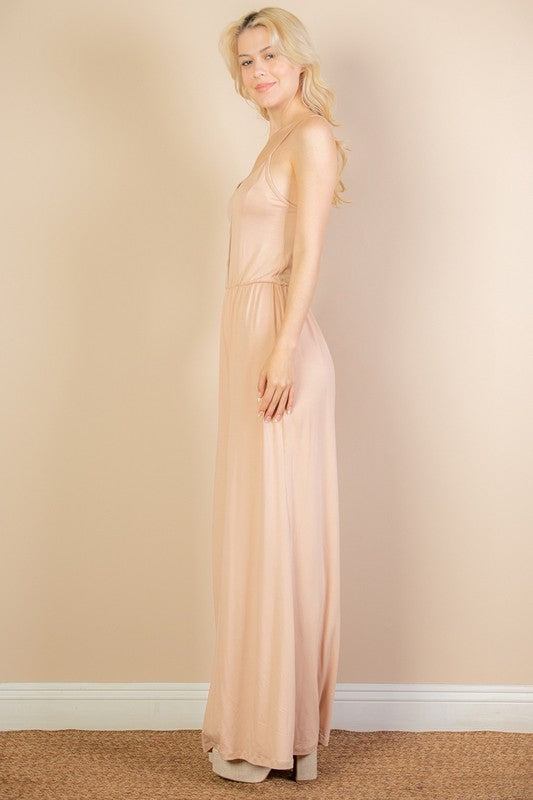 Button Front Wide-Leg Jumpsuit