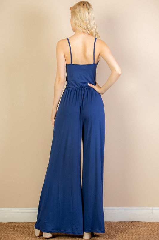 Button Front Wide-Leg Jumpsuit