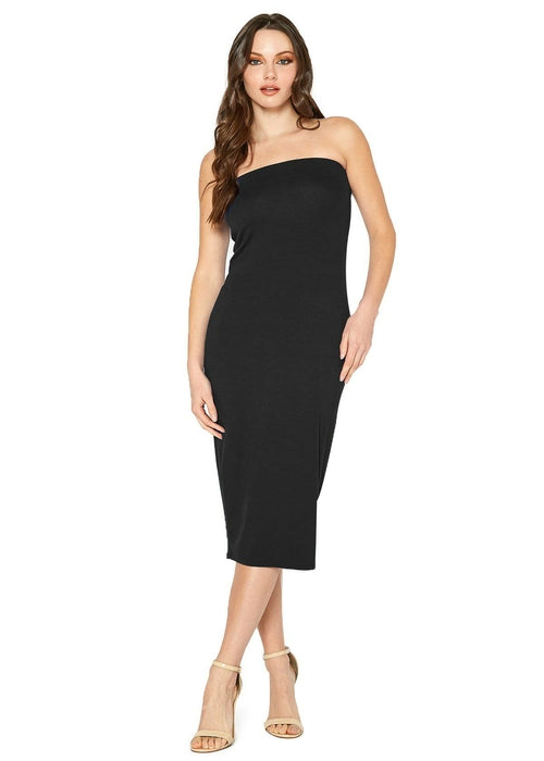 Solid Tube Top Bodycon Midi Dress