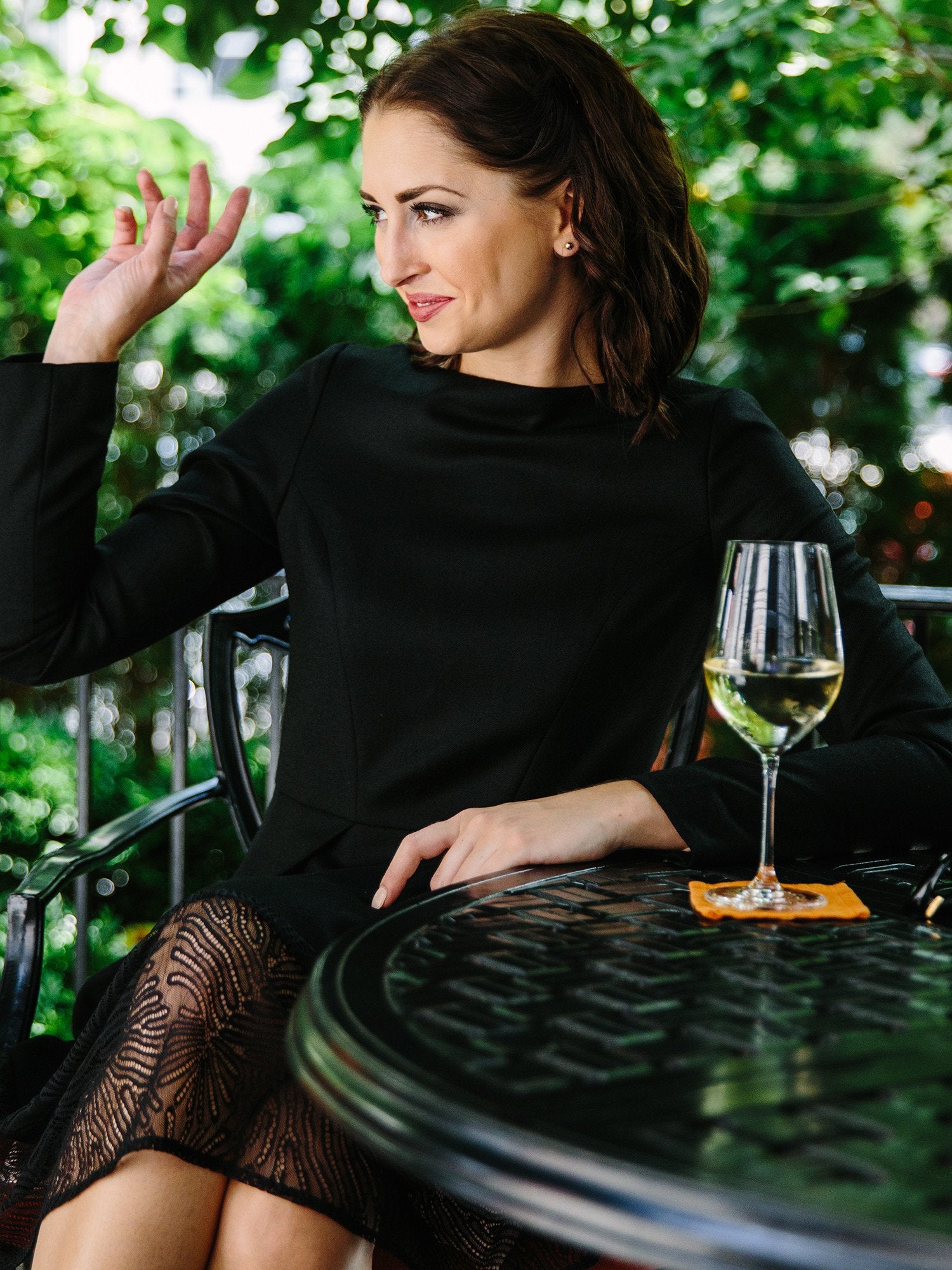 First Lady Lace Boat-Neck Dress — Black