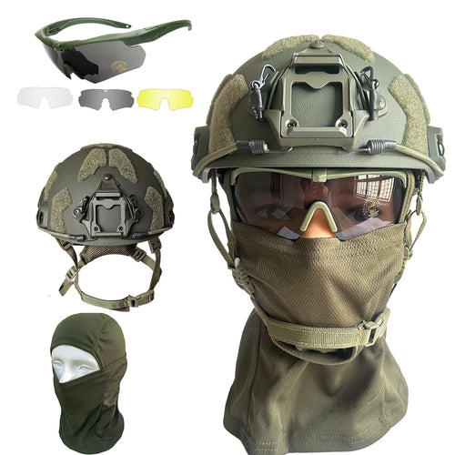Military Tactical Helmet Set with Goggles & Face Mask