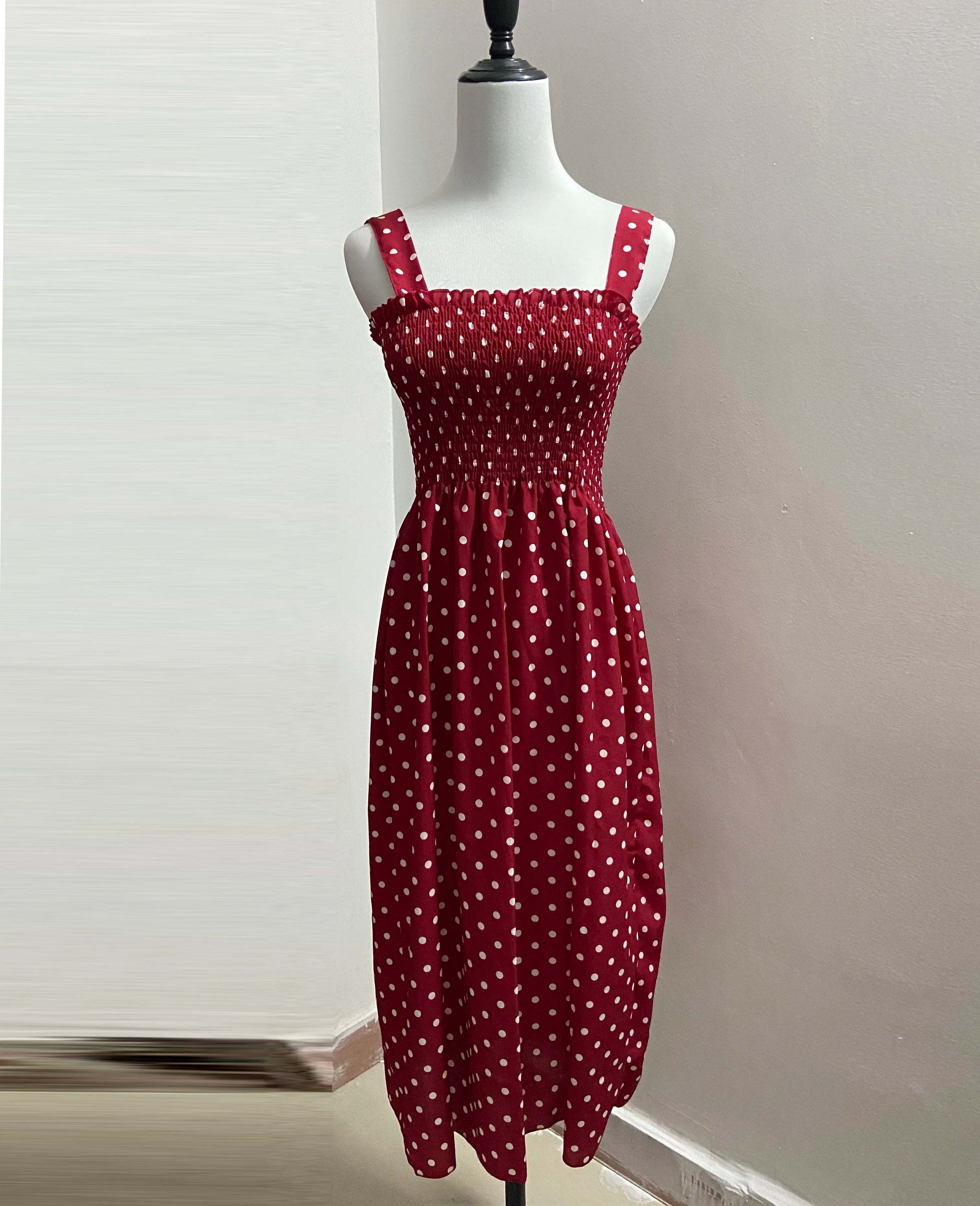 Polka Dot Square-Neck Cami Dress