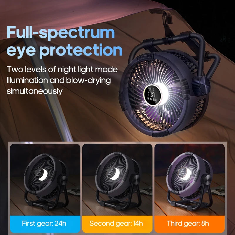 6-in-1 Rechargeable Portable Camping Fan — 20,000mAh
