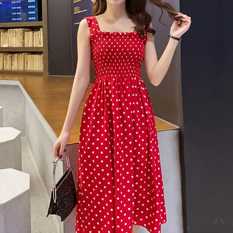 Polka Dot Square-Neck Cami Dress