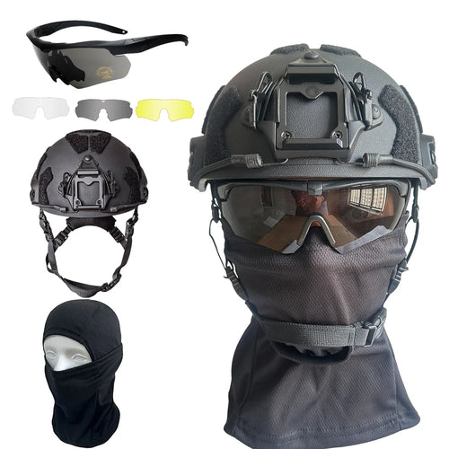 Military Tactical Helmet Set with Goggles & Face Mask