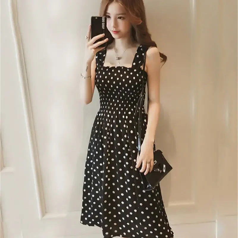 Polka Dot Square-Neck Cami Dress