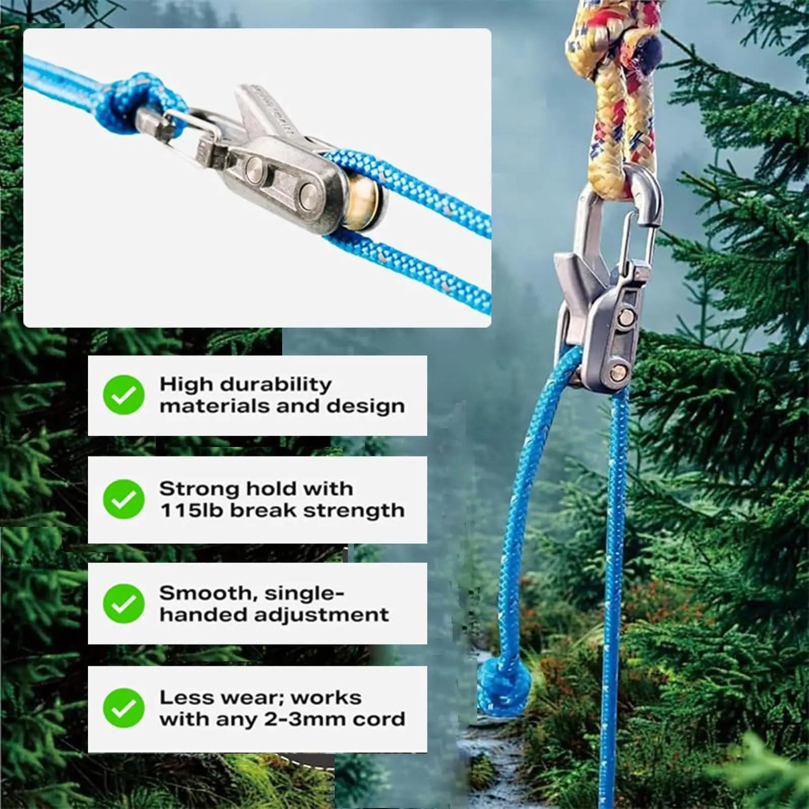 Heavy-Duty Retractable Rope Tie-Down Tensioner