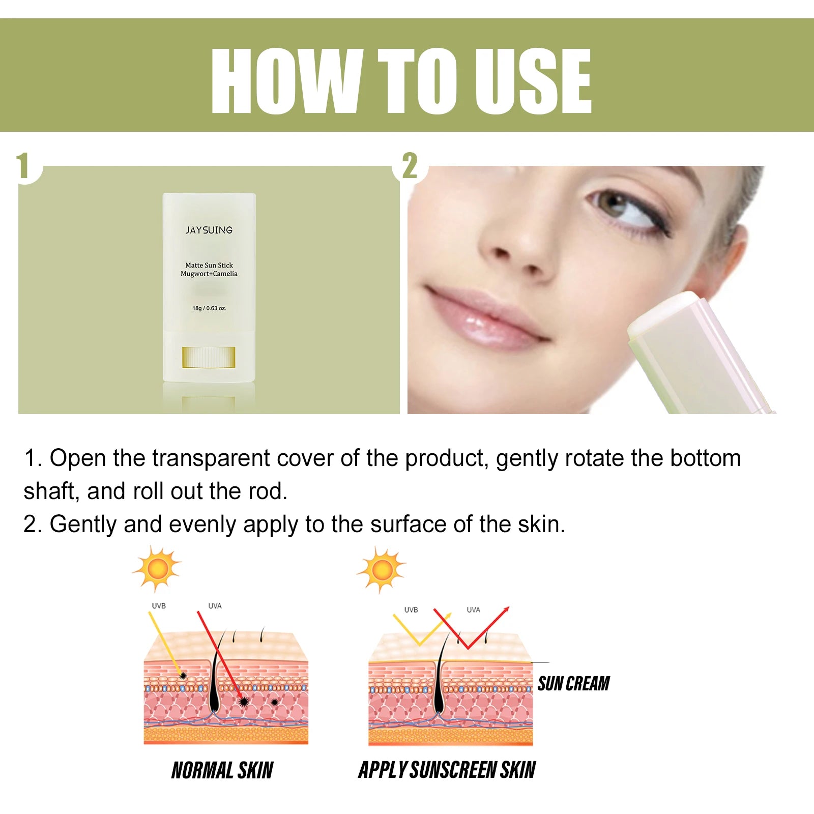 Matte Sun Stick SPF 50 UV Protection Moisturiser