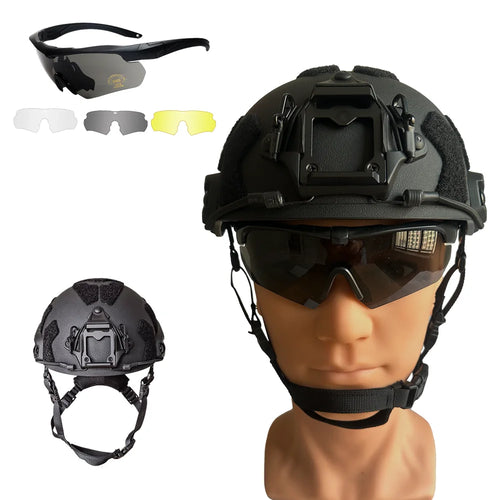 Military Tactical Helmet Set with Goggles & Face Mask
