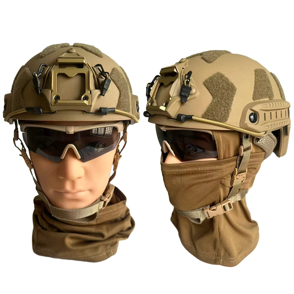 Military Tactical Helmet Set with Goggles & Face Mask