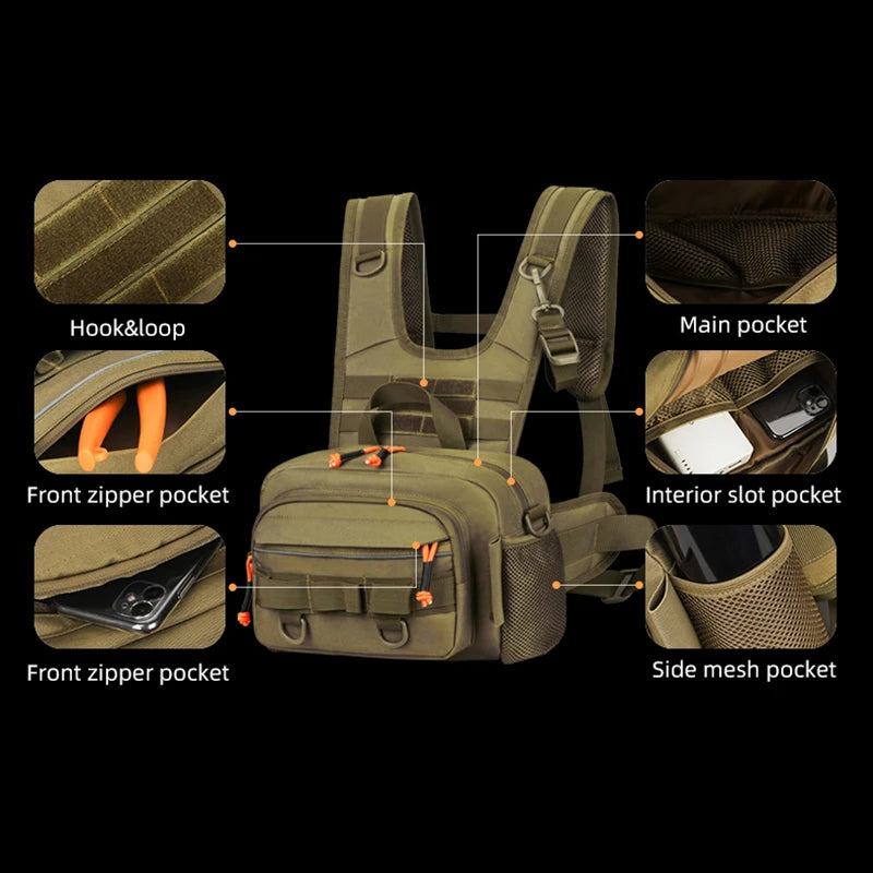 Fishing & Hiking Front Chest Vest Backpack