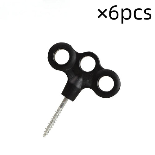 Camping Tent Screw Pegs & Rope Clips — 6 Pack