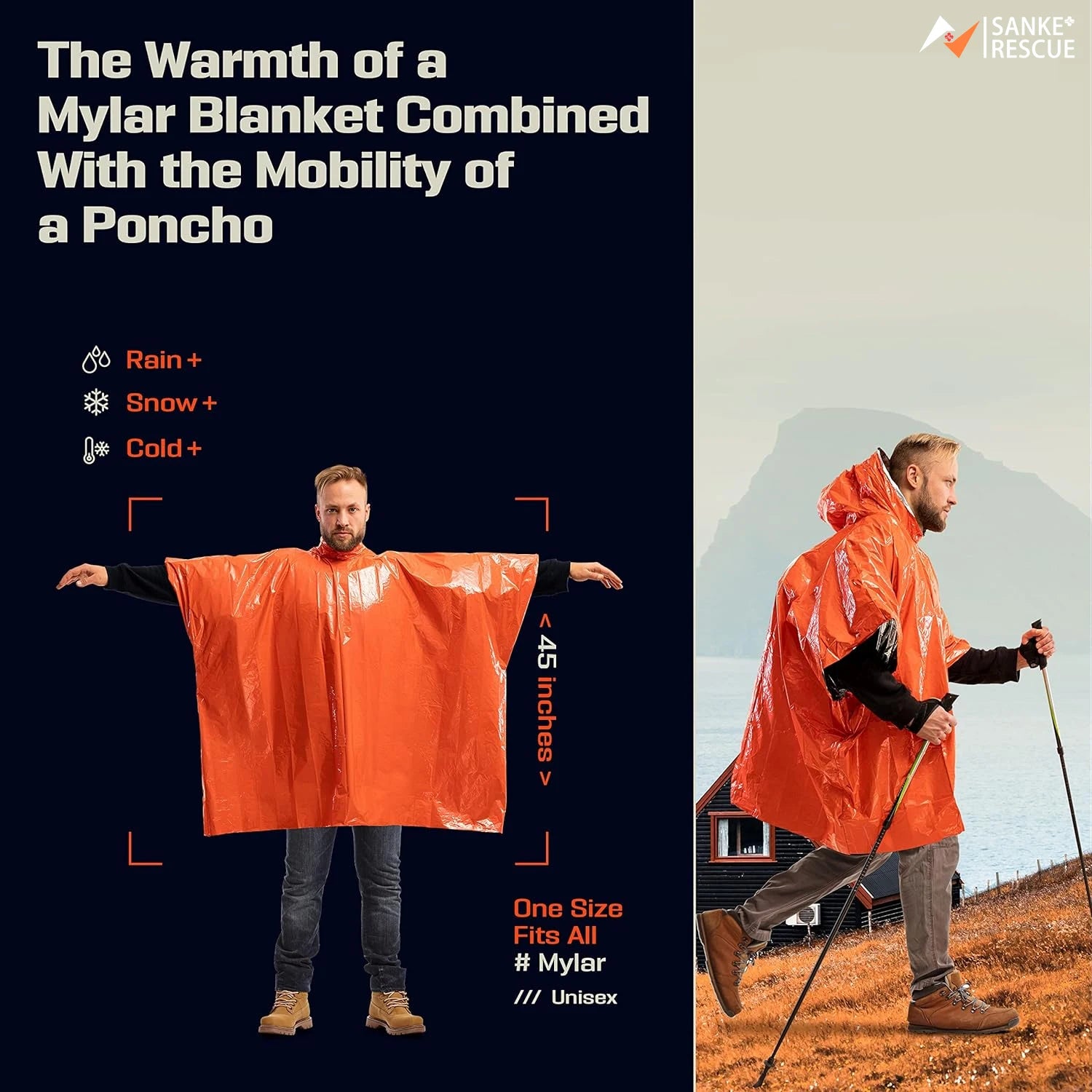 Emergency Thermal Blanket Rain Poncho