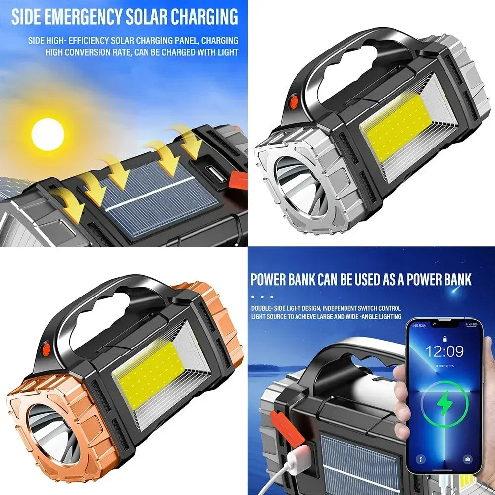 Solar & USB Rechargeable LED Flashlight