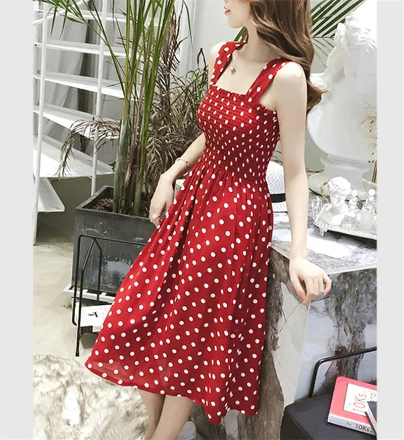 Polka Dot Square-Neck Cami Dress