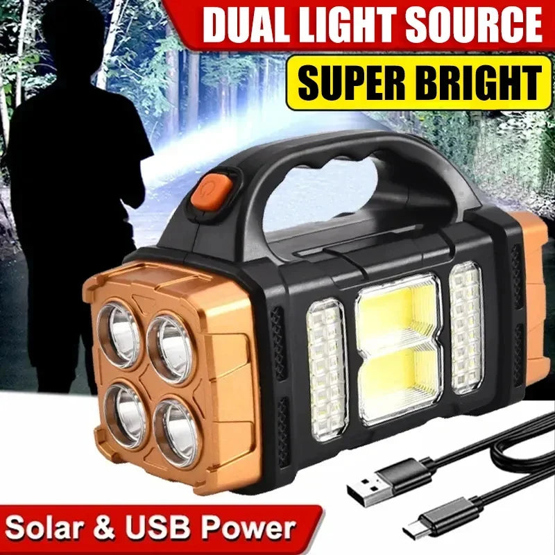 Solar & USB Rechargeable LED Flashlight