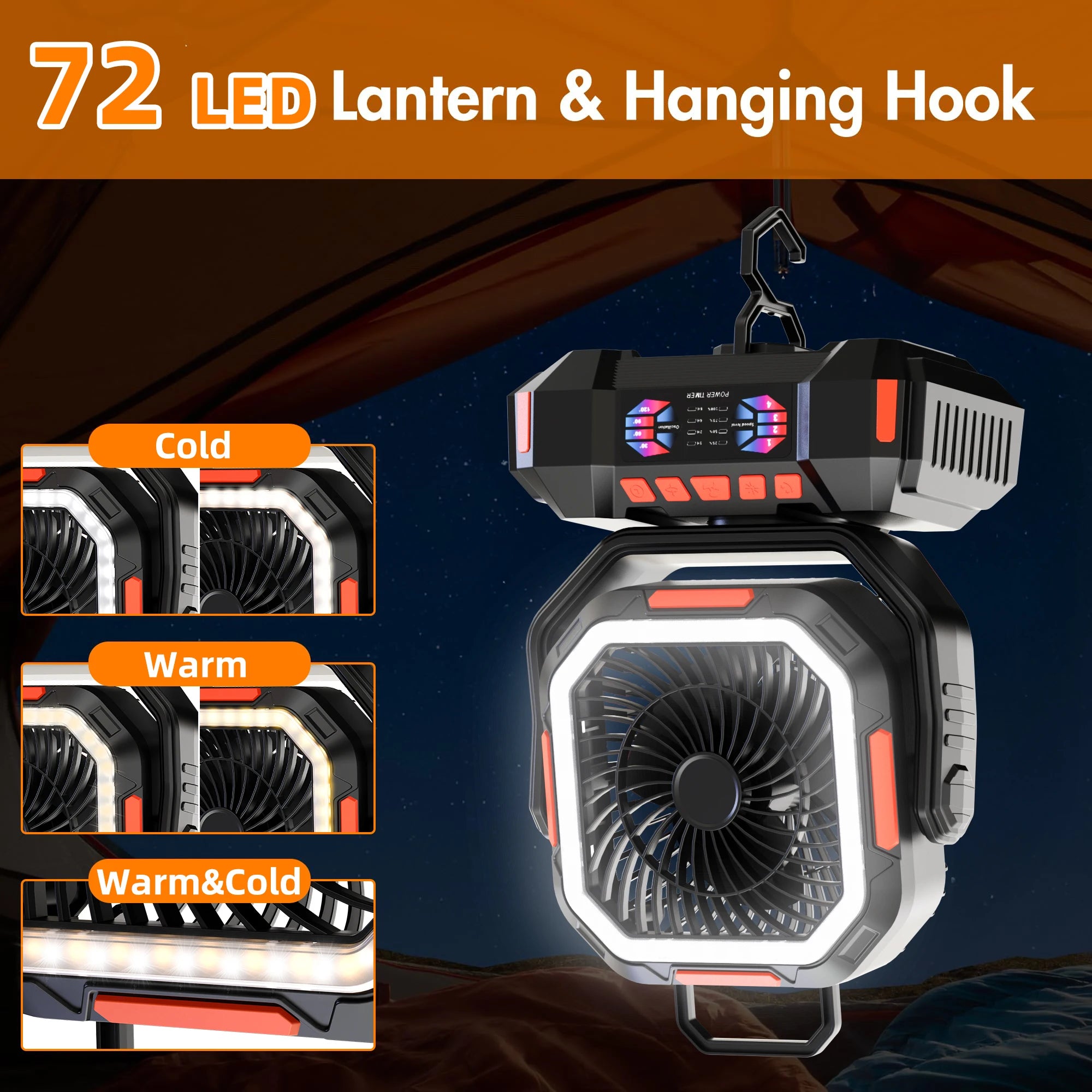 40,000mAh Rechargeable 4-Speed Camping Fan