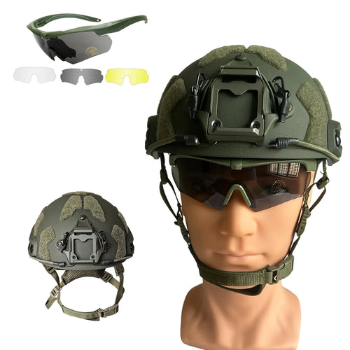Military Tactical Helmet Set with Goggles & Face Mask