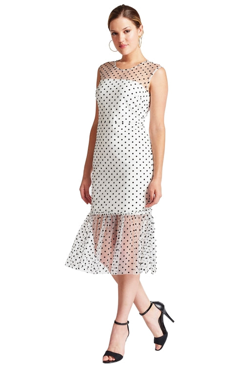 Polka Dot Sleeveless Midi Mesh Dress